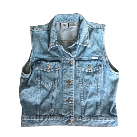 Vintage Bill Blass Denim Waistcoat Vest Sleeveless Biker Trucker Jacket Size M - Picture 8 of 9
